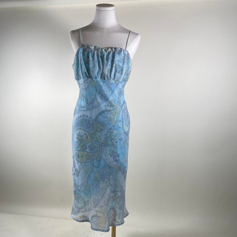 Vintage blue paisley midi dress